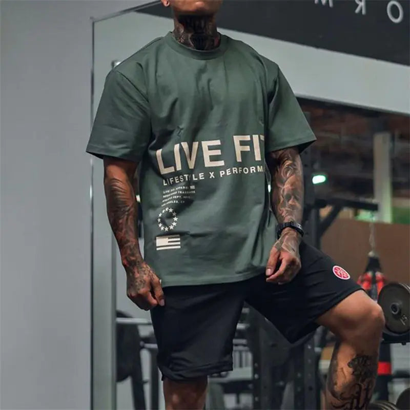 Camiseta de algodón para gimnasio de hombre premium