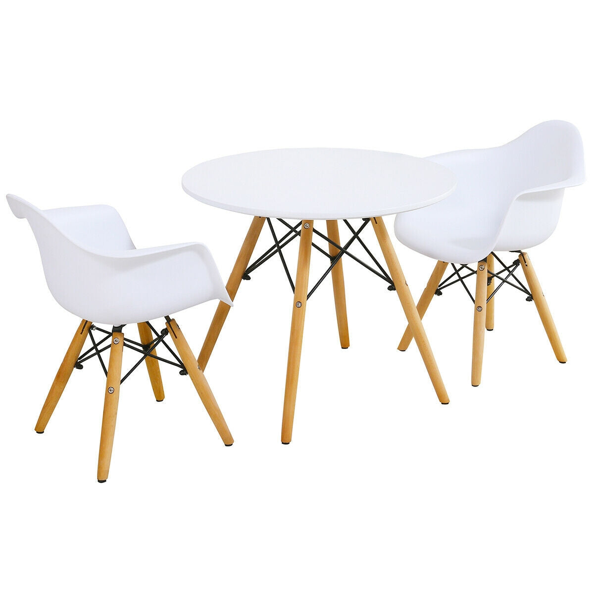 3-Piece Kid's Modern Round Table and Chair Set