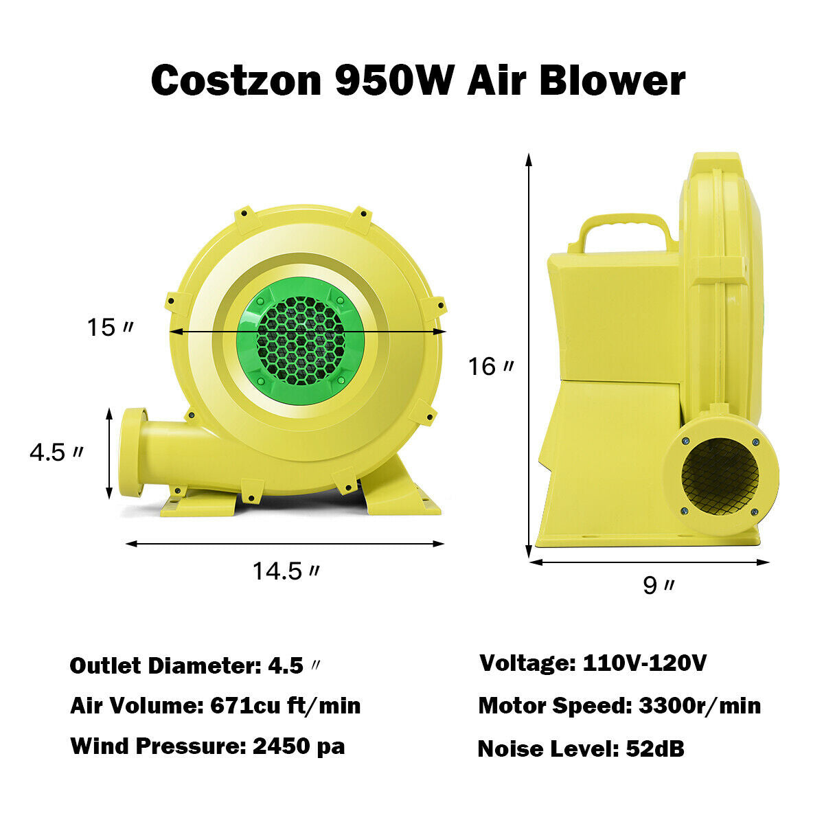 Pompe à air de 950 W pour châteaux gonflables