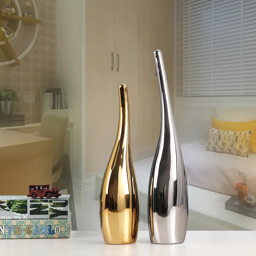 Vases en céramique plaqués or nordique pour une décoration intérieure élégante