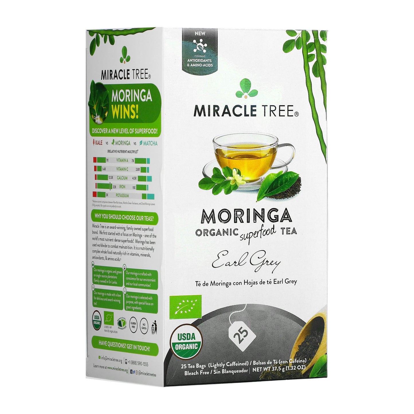 Organic Moringa Earl Grey Tea - 25 Wrapped Bags