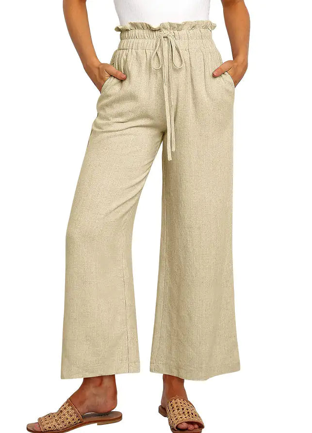 Pantalones Harem de Pierna Ancha con Cintura Elástica - Estilo Corto