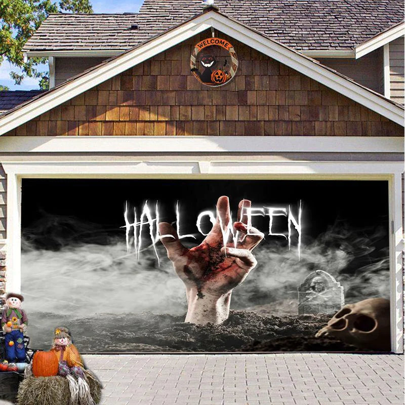 Banner de puerta de garaje Halloween Bosque Nebuloso