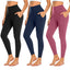 NEW YOUNG 3 Pack High Waisted Leggings with Pockets for Women