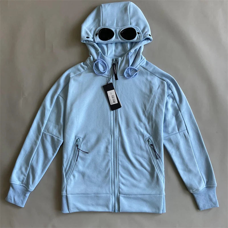 Hoodie Zip avec Décoration de Lentille Stylée pour Hommes et Femmes