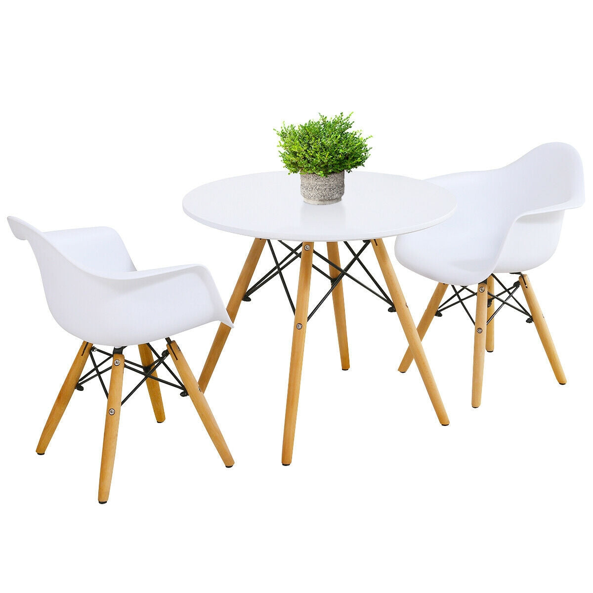 3-Piece Kid's Modern Round Table and Chair Set