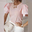 Blusa Sólida Elegante de Cuello Redondo para Oficina