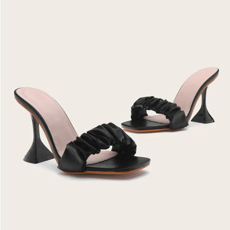 Elegant Casual Pleated Wine Glass Sandals
