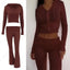 Ensemble de Haut Court à Capuche Tricoté Chic et Pantalons
