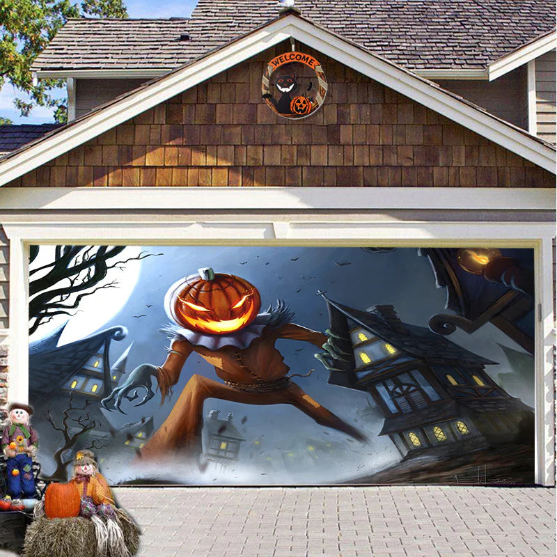 Banner de puerta de garaje Halloween Bosque Nebuloso