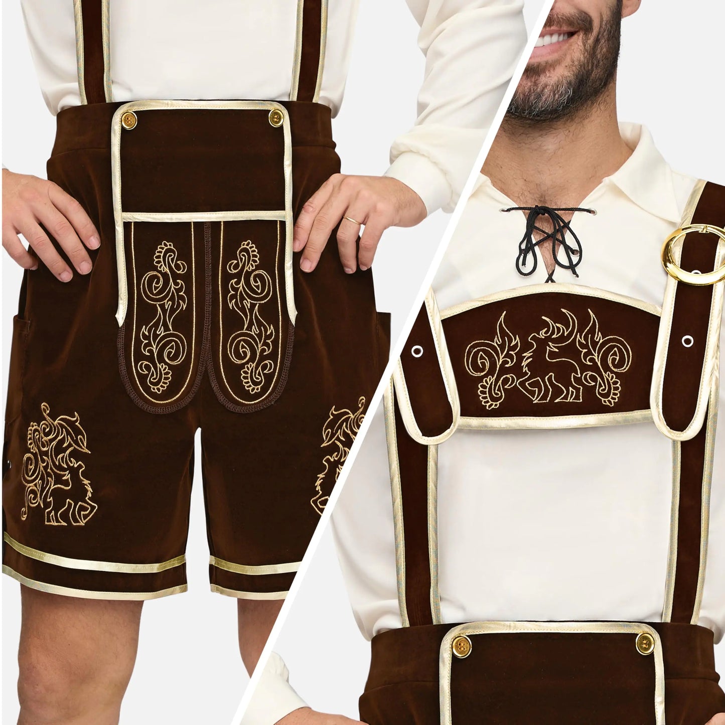 Costume de Bavarois pour hommes pour Oktoberfest avec chapeau de bière - X-Large