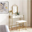 Ensemble de coiffeuse blanche élégante avec miroir et tabouret