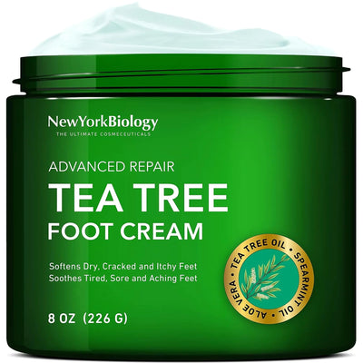 Crema para pies de aceite de árbol de té de New York Biology - 8 oz