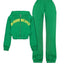 Ensemble de Sport Ins Letter : Sweat à Capuche Cropped avec Fermeture Éclair & Pantalons à Cordon