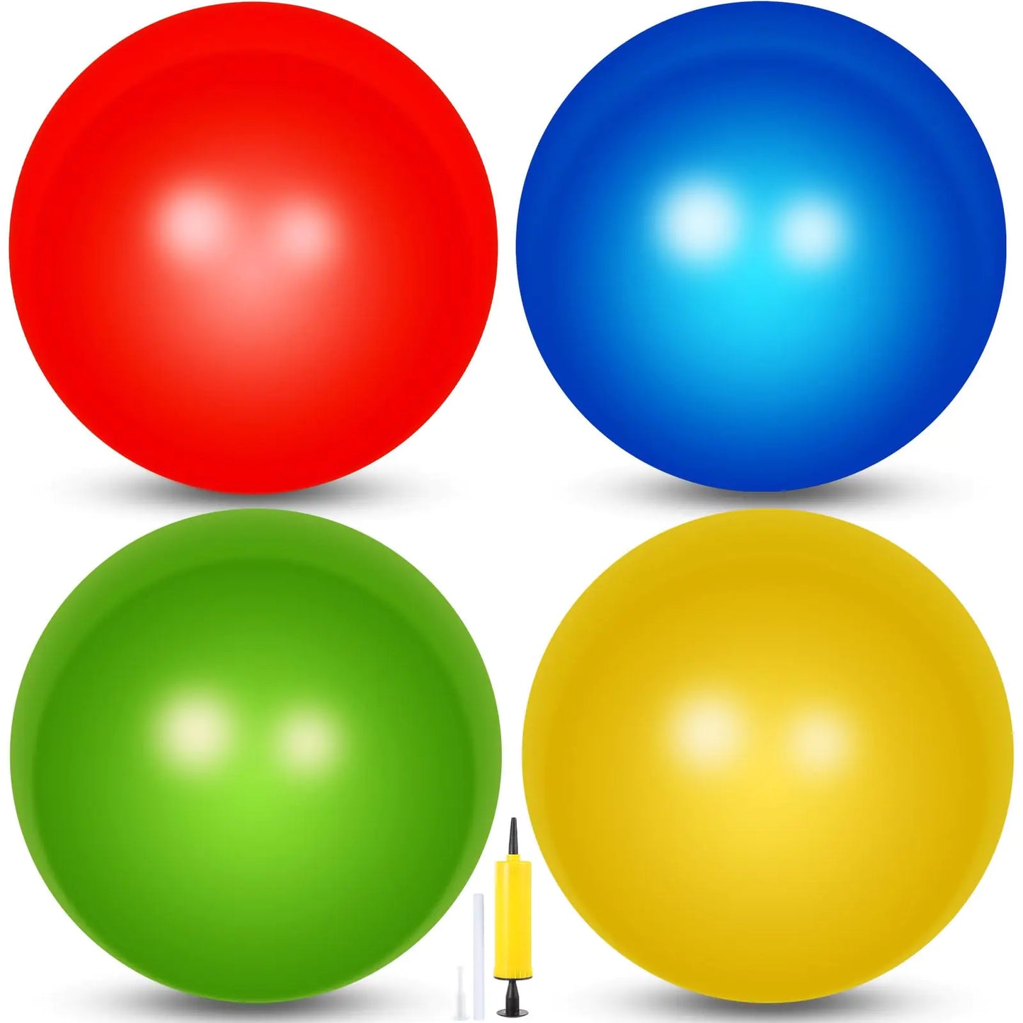 Ensemble de 4 Ballons de Yoga Leyndo - Ballons d'Exercice Anti-Éclatement avec Pompe
