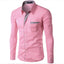 European and American Men's Long Sleeve Color Block Shirt