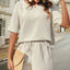 Waffle-Knit Half Sleeve Top and Shorts Set - Korvel