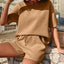 Waffle-Knit Half Sleeve Top and Shorts Set - Korvel