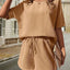 Waffle-Knit Half Sleeve Top and Shorts Set - Korvel