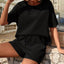 Waffle-Knit Half Sleeve Top and Shorts Set - Korvel