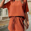 Waffle-Knit Half Sleeve Top and Shorts Set - Korvel