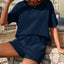 Waffle-Knit Half Sleeve Top and Shorts Set - Korvel