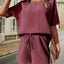 Waffle-Knit Half Sleeve Top and Shorts Set - Korvel