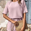 Waffle-Knit Half Sleeve Top and Shorts Set - Korvel