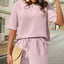 Waffle-Knit Half Sleeve Top and Shorts Set - Korvel