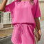Waffle-Knit Half Sleeve Top and Shorts Set - Korvel