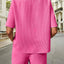 Waffle-Knit Half Sleeve Top and Shorts Set - Korvel