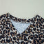 Waffle-Knit Leopard V-Neck Long Sleeve Blouse