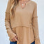 Waffle-Knit Notched Long Sleeve T-Shirt - Korvel