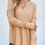 Waffle-Knit Notched Long Sleeve T-Shirt - Korvel