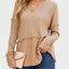 Waffle-Knit Notched Long Sleeve T-Shirt - Korvel