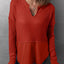 Waffle-Knit Notched Long Sleeve T-Shirt - Korvel