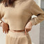 Waffle-Knit Round Neck Top and Pants Set