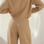Waffle-Knit Round Neck Top and Pants Set