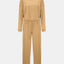 Waffle-Knit Round Neck Top and Pants Set
