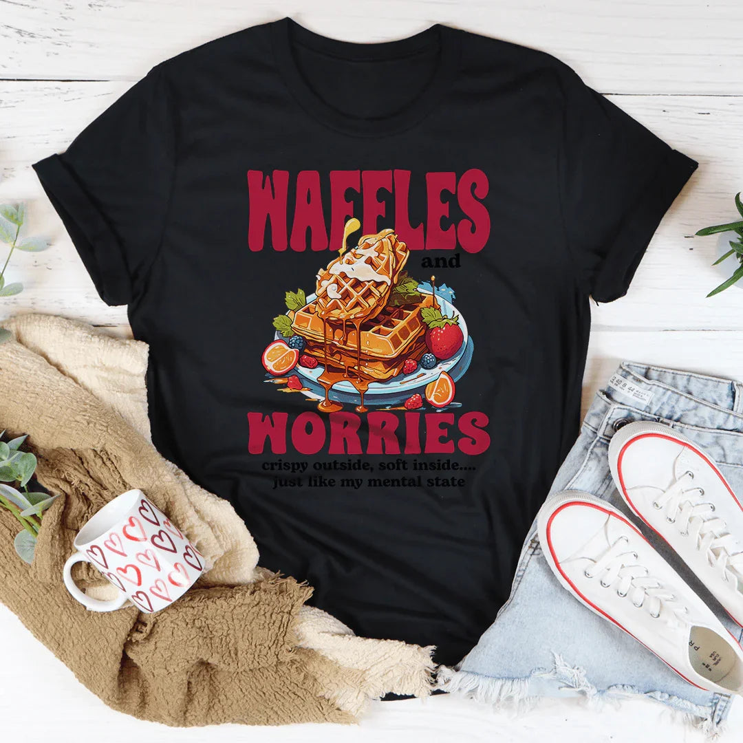 Camiseta Waffles and Worries - Crujiente por fuera, suave por dentro
