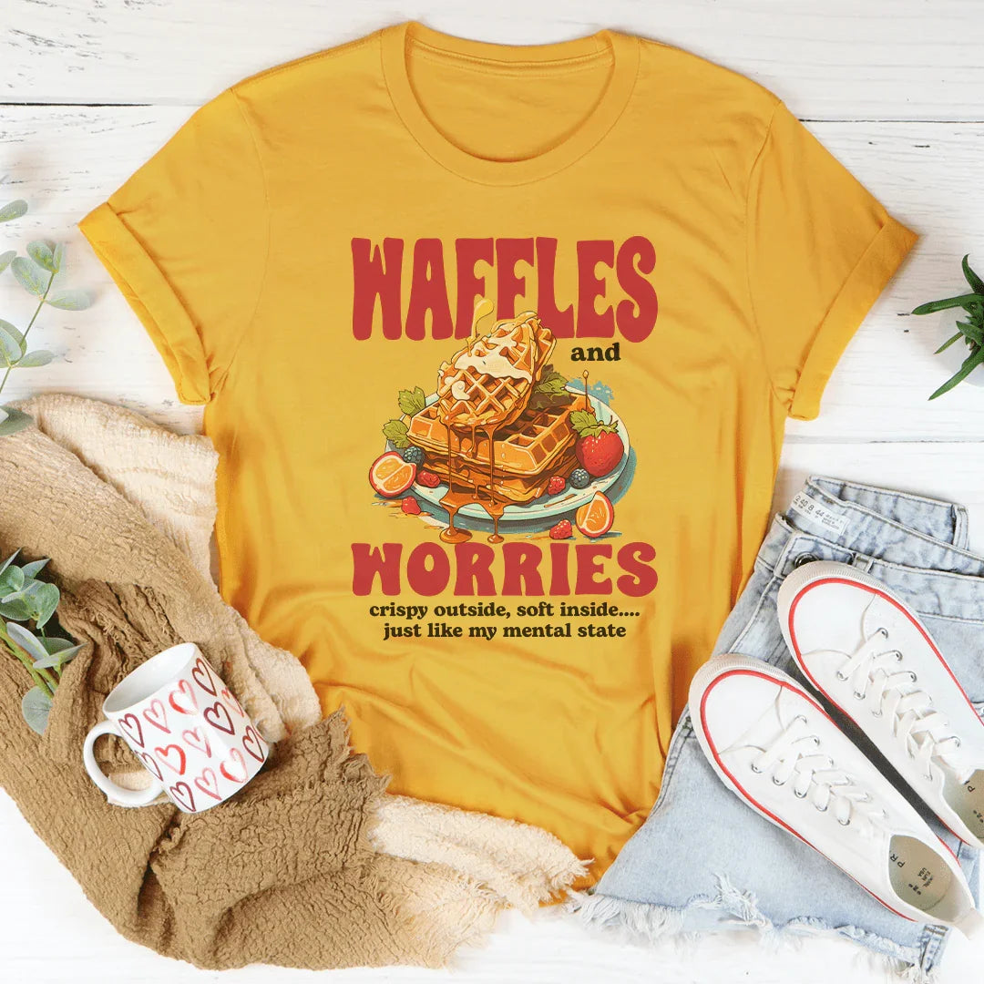 Camiseta Waffles and Worries - Crujiente por fuera, suave por dentro
