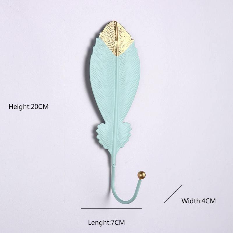 Decorative Wall Coat Rack with Leaf Design - Iron Hooks