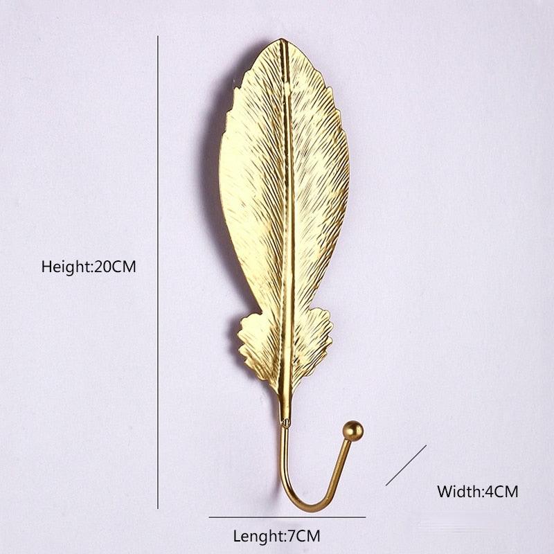 Decorative Wall Coat Rack with Leaf Design - Iron Hooks