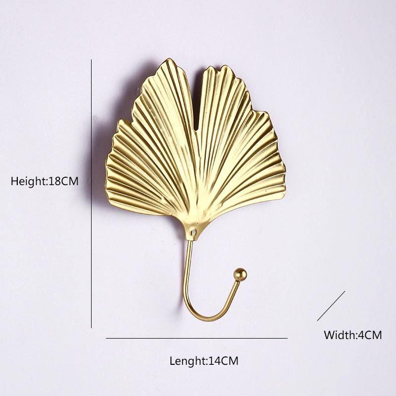 Decorative Wall Coat Rack with Leaf Design - Iron Hooks
