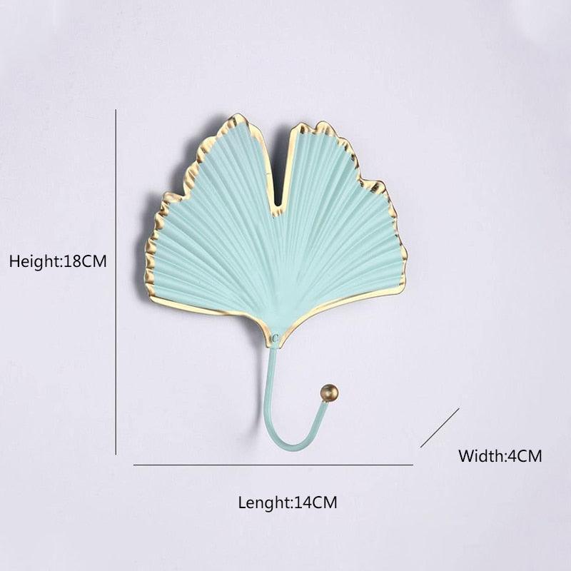Decorative Wall Coat Rack with Leaf Design - Iron Hooks