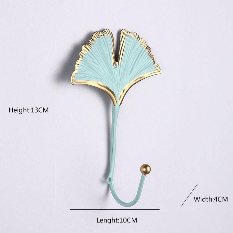 Decorative Wall Coat Rack with Leaf Design - Iron Hooks