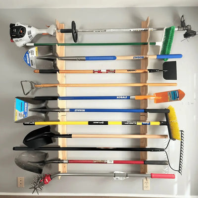 Premium Wall-Mounted Yard Tool Rack for Organized Spaces