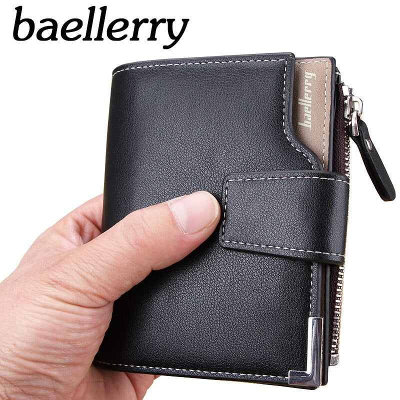Wallet Baellerry brand Short men Wallets PU Leather male Purse Card Holder Wallet Fashion man Zipper Wallet men Coin bag - Korvel