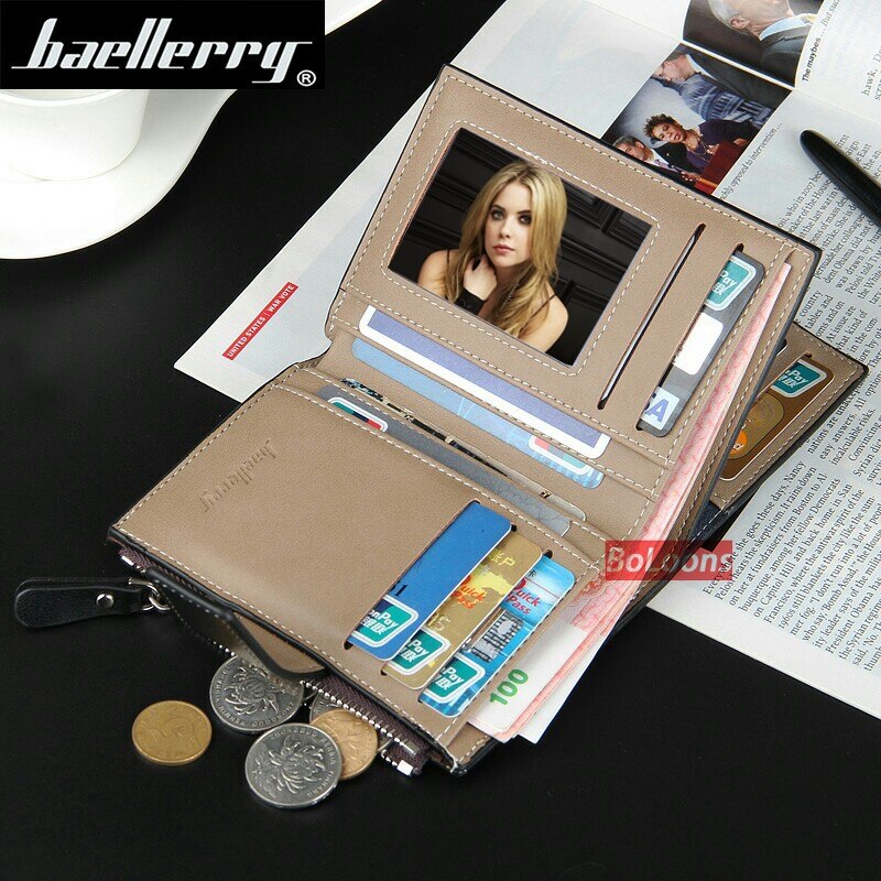 Wallet Baellerry brand Short men Wallets PU Leather male Purse Card Holder Wallet Fashion man Zipper Wallet men Coin bag - Korvel