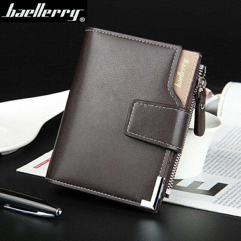 Wallet Baellerry brand Short men Wallets PU Leather male Purse Card Holder Wallet Fashion man Zipper Wallet men Coin bag - Korvel